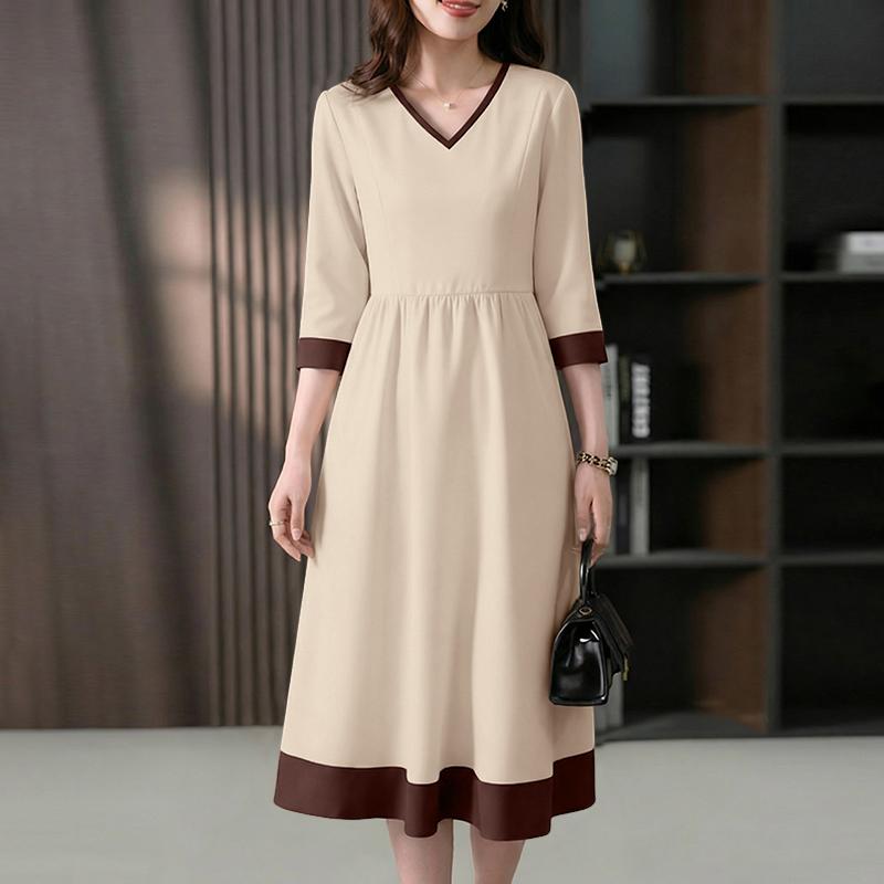 ZANZEA Women Casual V-neck Loose Half Sleeve Dress S абрикосовый
