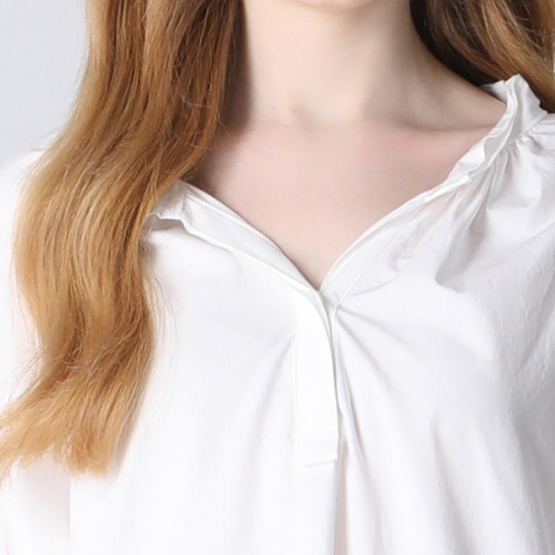  Shs Miss  Layer Sleeve Notch Neck Blouse