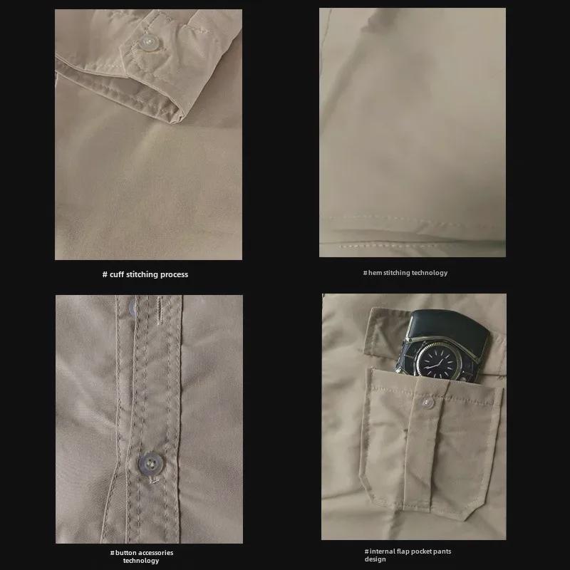 2024 New European & American Men's Multi-Pocket Casual Long-Sleeved Shirts