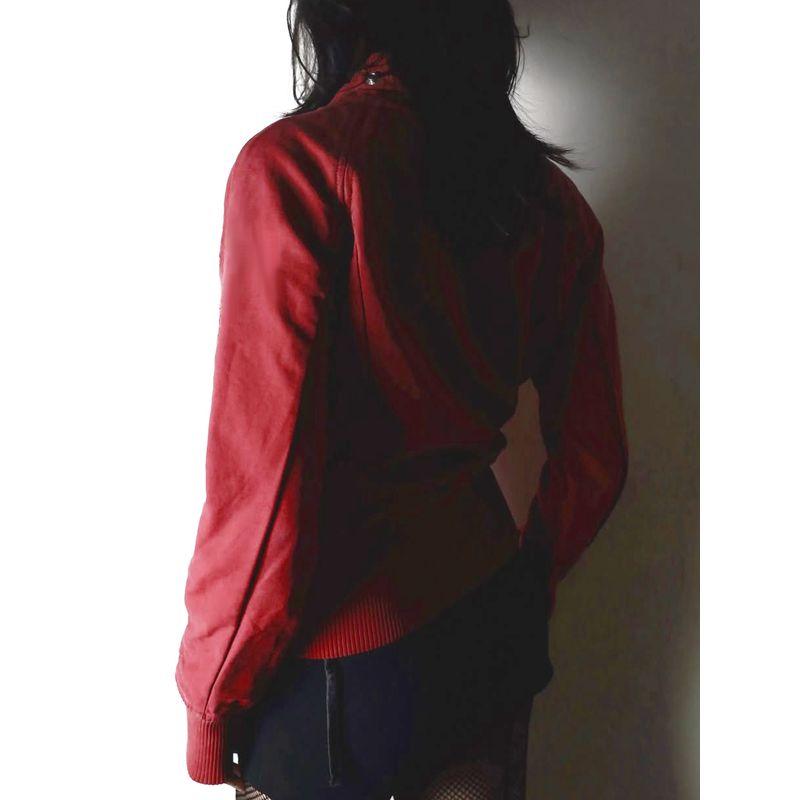 H Home European and American Women's Clothing Cool American Stand Collar Red Pocket Jacket Outwear Female Cinched Patchwork Breasted Tops Autumn