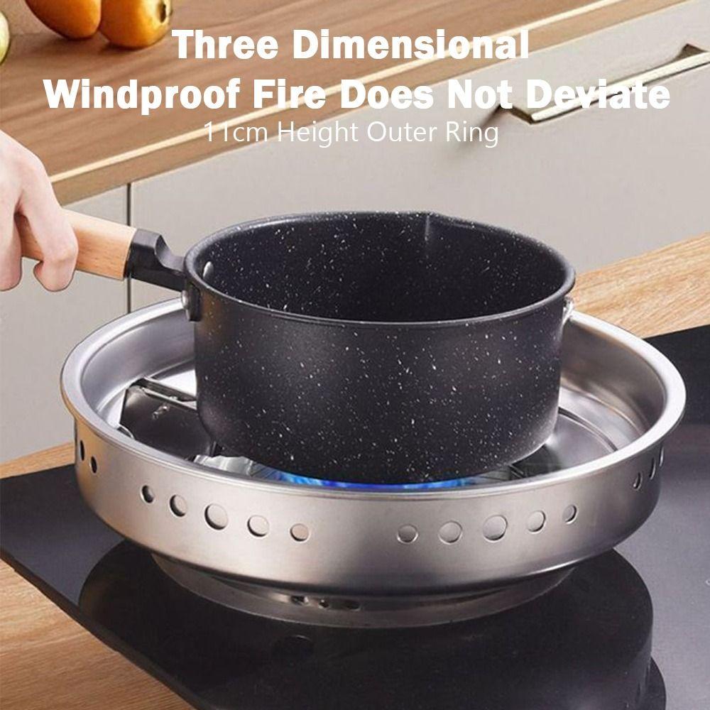 Stainless Steel Gas Stove Rack Windproof Silver Gas Stove Bracket Sturdy Construction Heat Concentration Flame Concentrator Rack