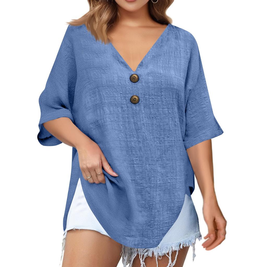 Fashion Ladies Casual V-neck Short Sleeve Regular Pullover Women's Tops T-shirt