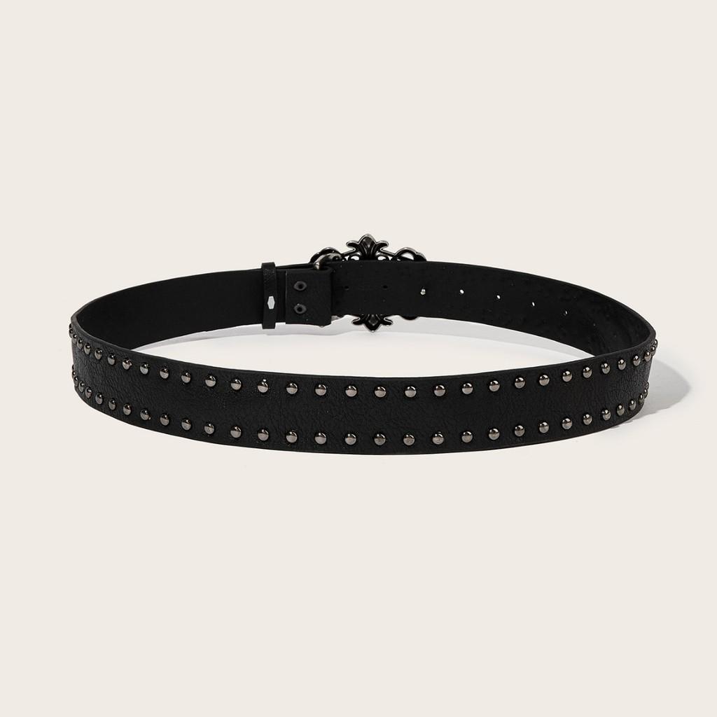 Punk Leather Belt For Men With Rivet Studs And Buckle Casual Waist Accessory For Hip Hop Style