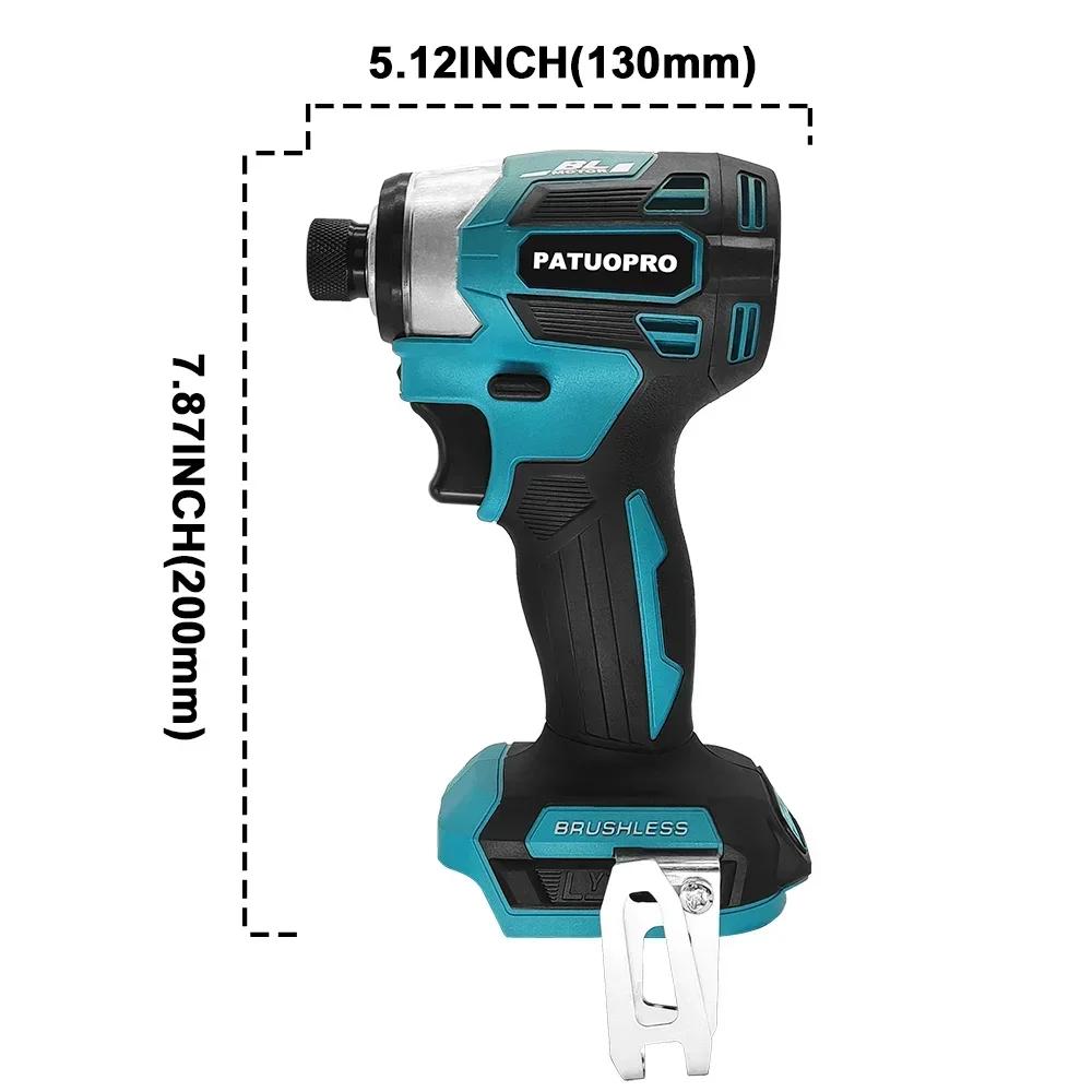 PATUOPRO 1/4 Inch Hex Brushless Electric Screwdriver 5-Speed Cordless Electric Drill Driver Power Tools For Makita 18V Battery
