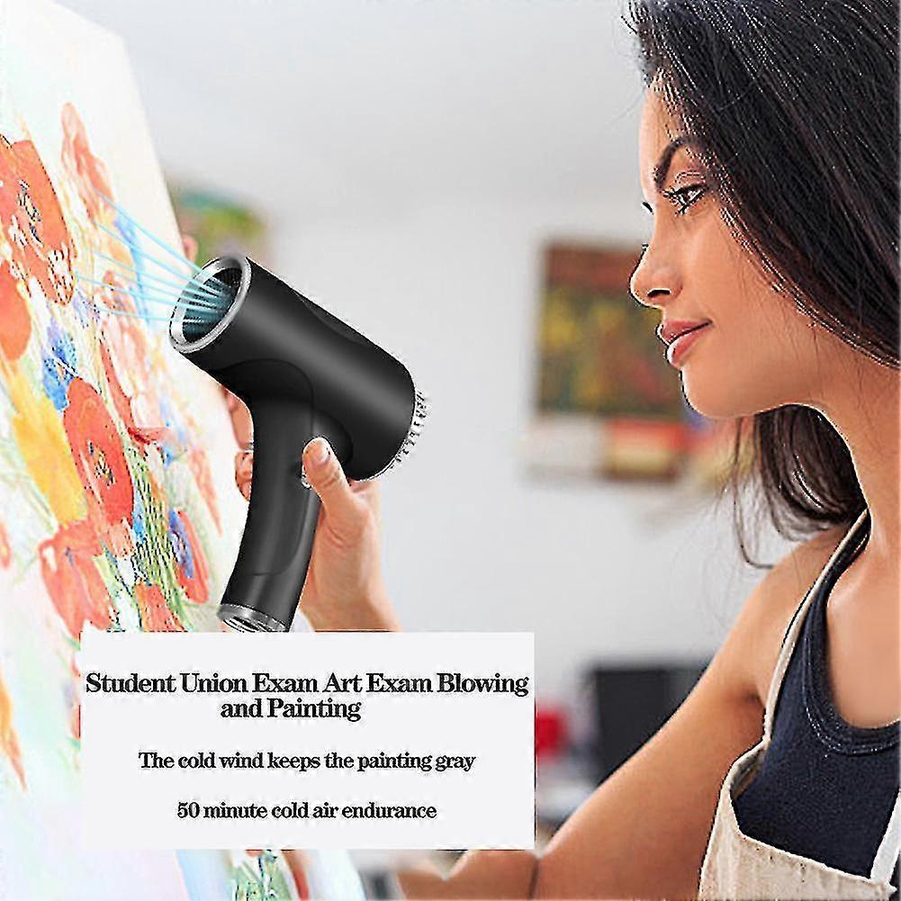 Wireless Rechargeable Hair Dryer Portable Hot And Cold Wind Hair Dryer For Outdoor Travel-Black