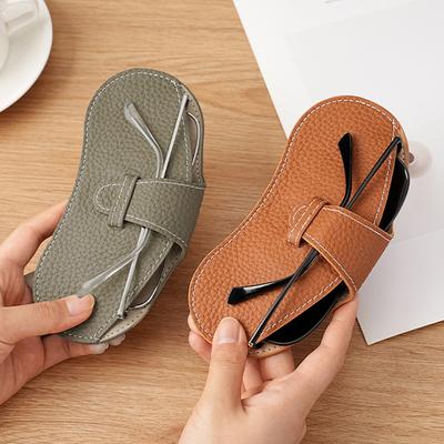 Portable Glasses Storage Bag Simple Fashionable PU Leather Glasses Protective Cover Sunglasses Reading Glasses Storage