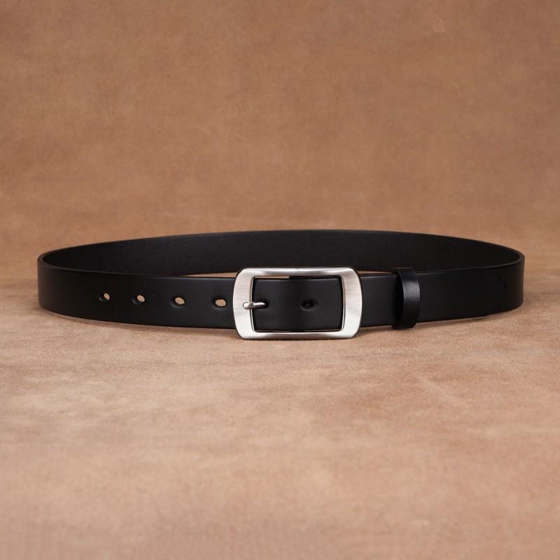 Genuine Leather Belt Women Men Slim 2-4cm Width Classic Black Coffee Adjustable 100-110cm Alloy Pin Buckle Casual