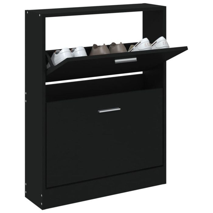 VidaXL Shoe Cabinet Black 59x17x81 Cm Engineered Wood 342536