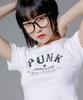 Nagwonpeongkeu Hemline Punk & Paradise Crop T-Shirt [White]