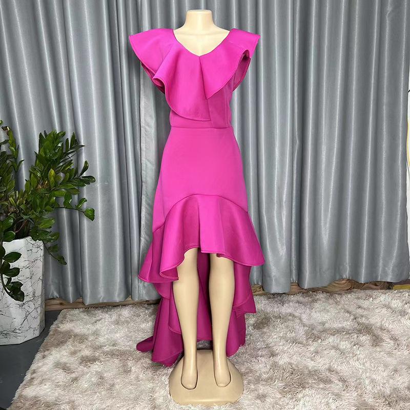 2023 African Solid Color Loose Fit Evening Dress, Slim Long Skirt, Cross-Border Exclusive