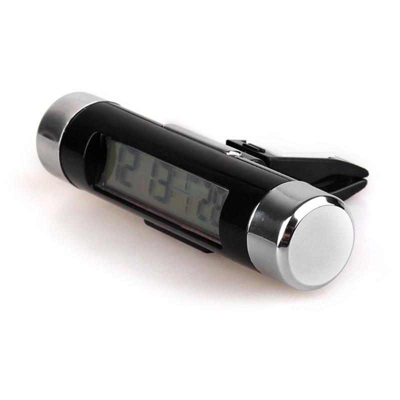 Display LCD Orologio digitale per auto Termometro Misuratore di temperatura Indicatori Mini orologio per automobile con retroilluminazione