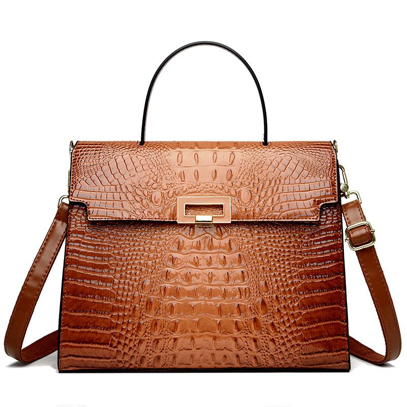 Dámská taška nová krokodýlí vzor přenosná retro přes rameno crossbody velkokapacitní taška