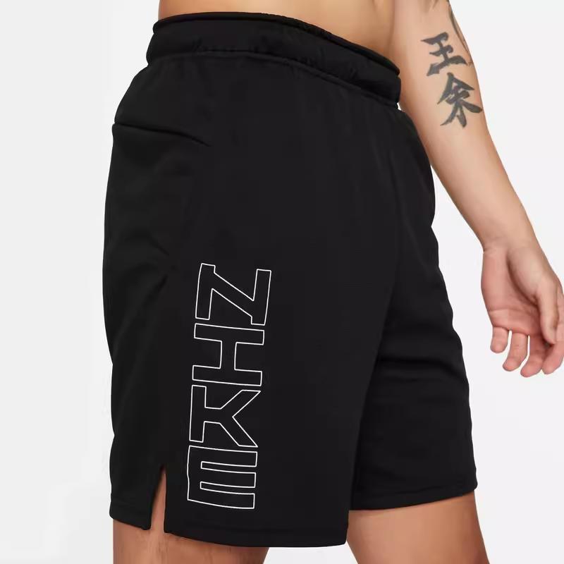 Nike Dri-Fit Letter Print Elastic Knit Sports Shorts Men Shorts Black Iron-Gray DD1714-010