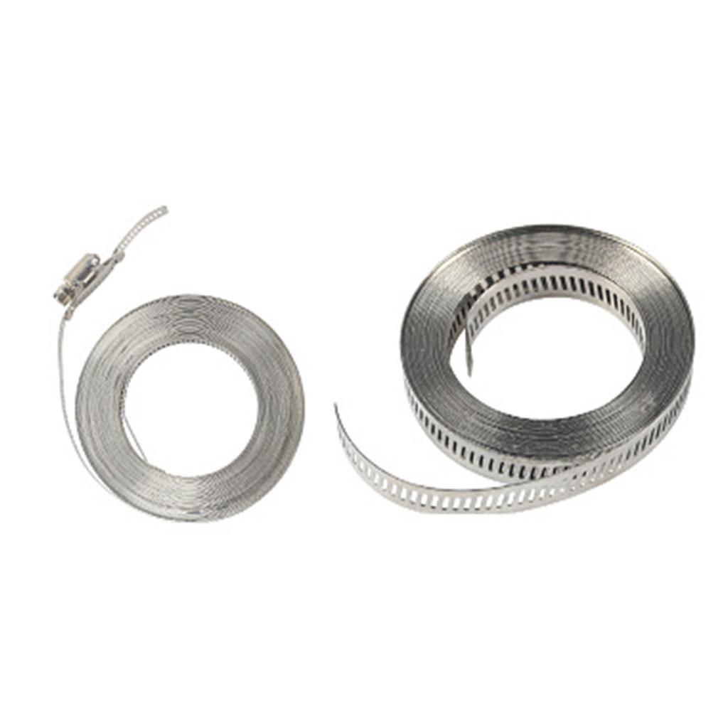 Hose Clamps 304 Stainless Steel 3.5/10m Hole Tape Metal + 8/16Pcs Attachment DIY Hose Clamp Set Adjustable Hose Clamp