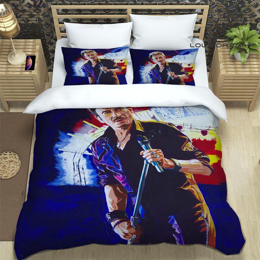 3D Johnny Hallyday bedruckte Bettwäsche-Sets exquisites Bettwaren-Set Bettbezug Steppbett-Set Bettwäsche-Set Luxus Geburtstagsgeschenk