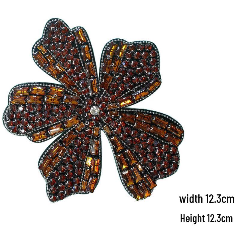 Aplique de Flor de Lantejoulas Autoadesivo para Vestido de Noite e Acessórios de Roupa
