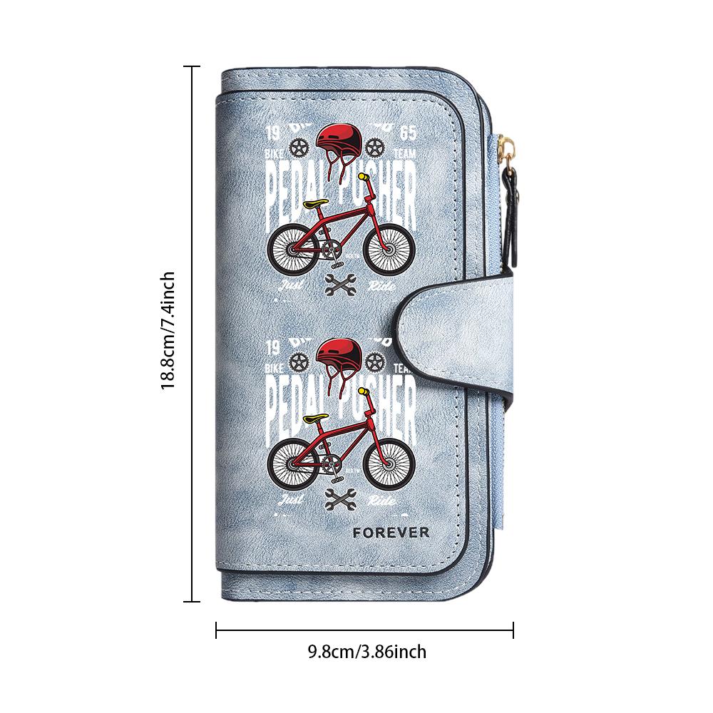 Stylish Biker Pattern Long Wallet Casual Portable Card Holder Leather Purse