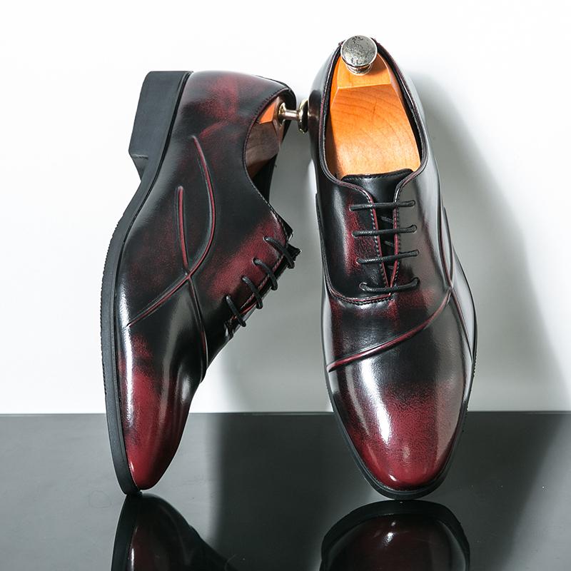 Designer Men's Lace Up Patent Leather Patchwork Casual Shoes Gentleman Formal Wedding Dress Homecoming Footwear Zapatos Hombre