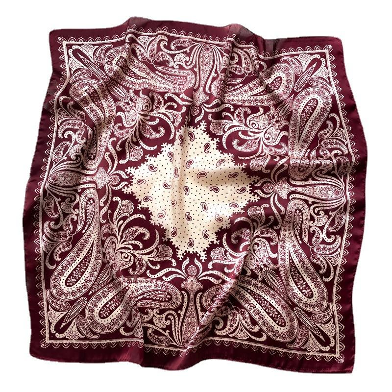 70 * 70 cm Neuer kleiner quadratischer Seidenschal für den Nackenschutz der Damen Professioneller Schal Vielseitiger Haargummi-Kopftuchschal