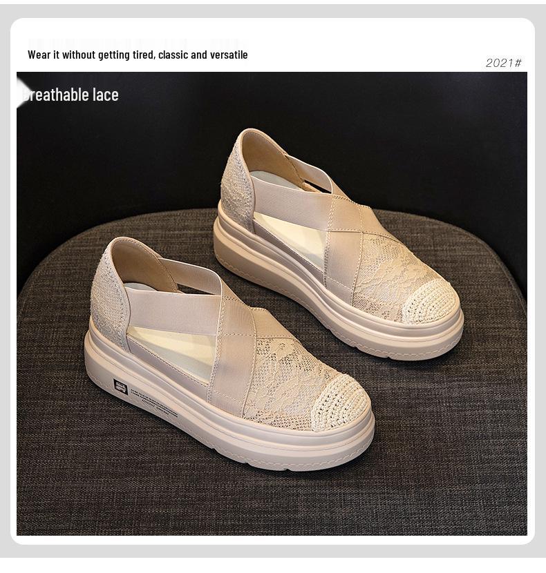 2024 Léto Skrytý podpatek Klínek Platforma Dámské Ležérní Nízké Top Prolamované Sandály