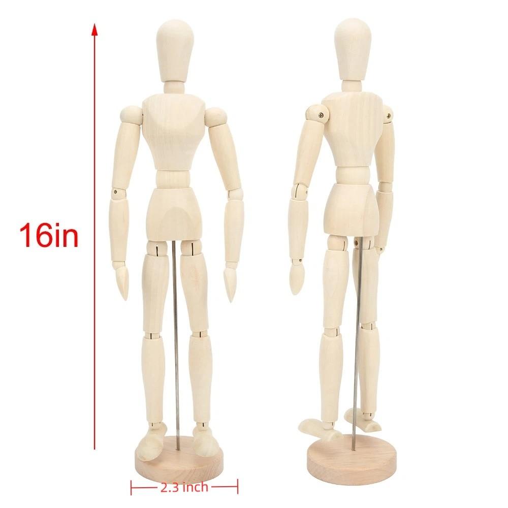 polished smooth exterior 16 inch wooden manikin freely movable joints stable standing jointed wooden figure easy manual control