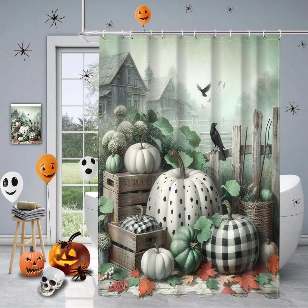 Thanksgiving Herbst Kürbis Ernte Muster Badezimmer Duschvorhang mit 12 Haken Heim Badezimmer Dekor und Zubehör