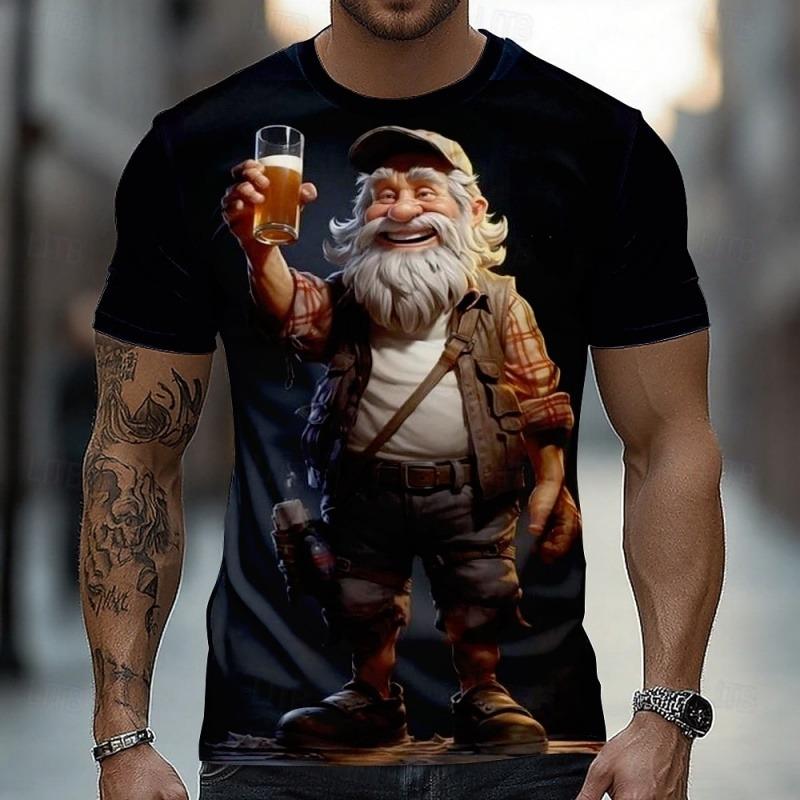 Men's 3D Egyptian Anubis God Black Gold Print T-Shirt Crew Neck Short Sleeve Mythology Casual Daily Tee Top