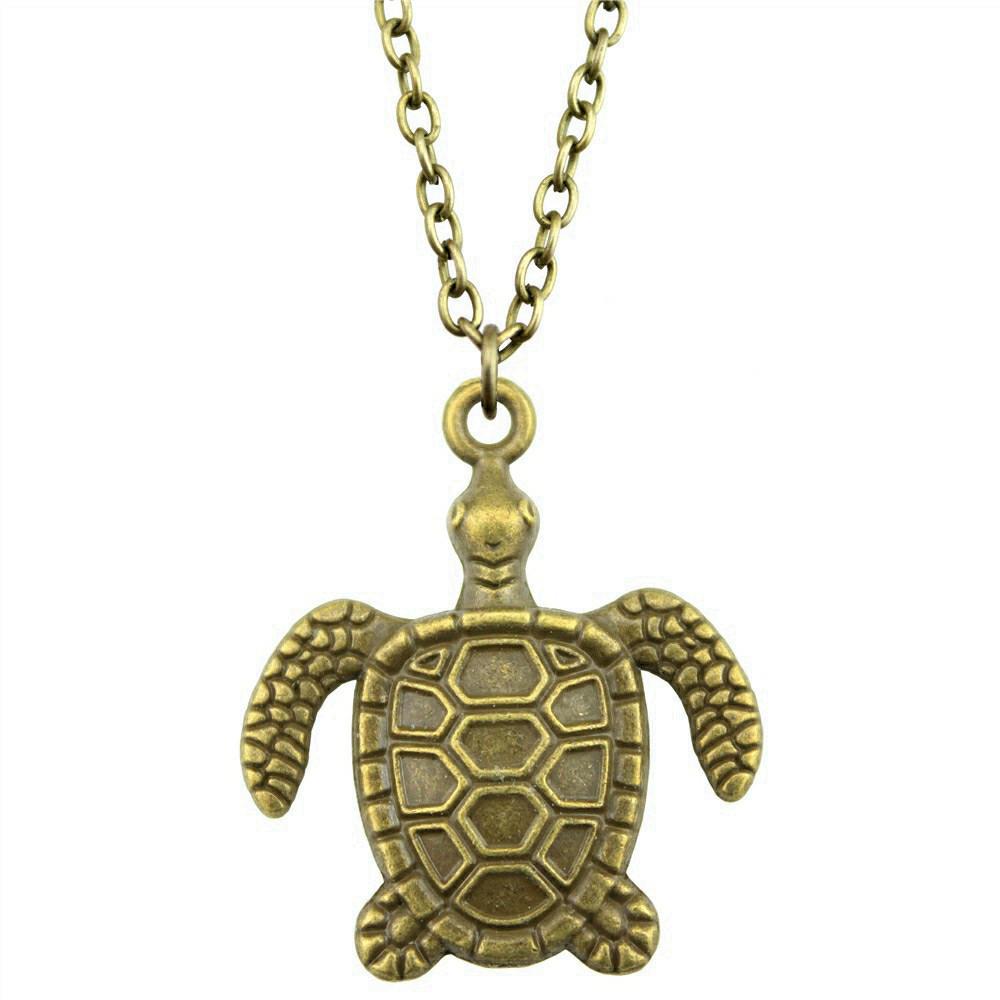Sea Turtle Pendant Necklace Ocean Beach Nautical Theme Jewelry 45cm or 70cm long chain