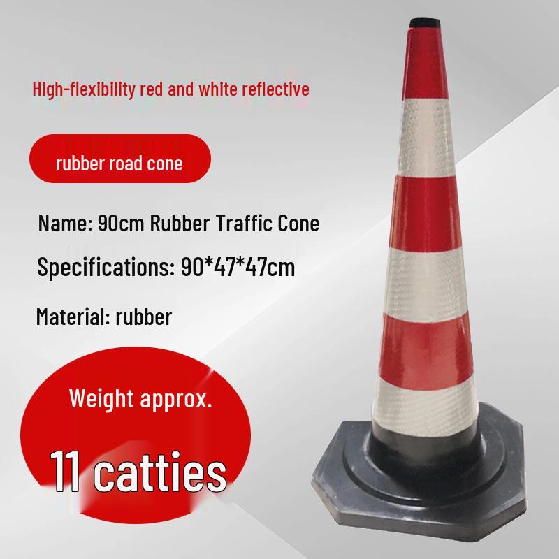 Reflective 90cm Rubber-Plastic Safety Cone with Ice Cream Handle for Road and Construction Use