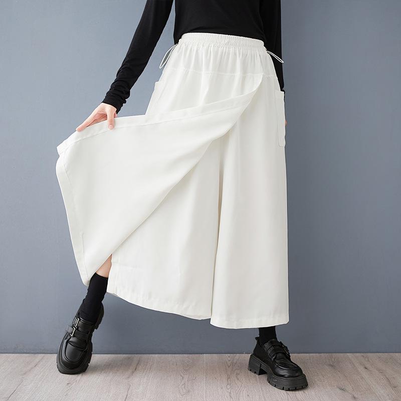 

Plus Size 2025 High-Waist Cargo Wide-Leg Pants & Irregular Skirt for Women L белый