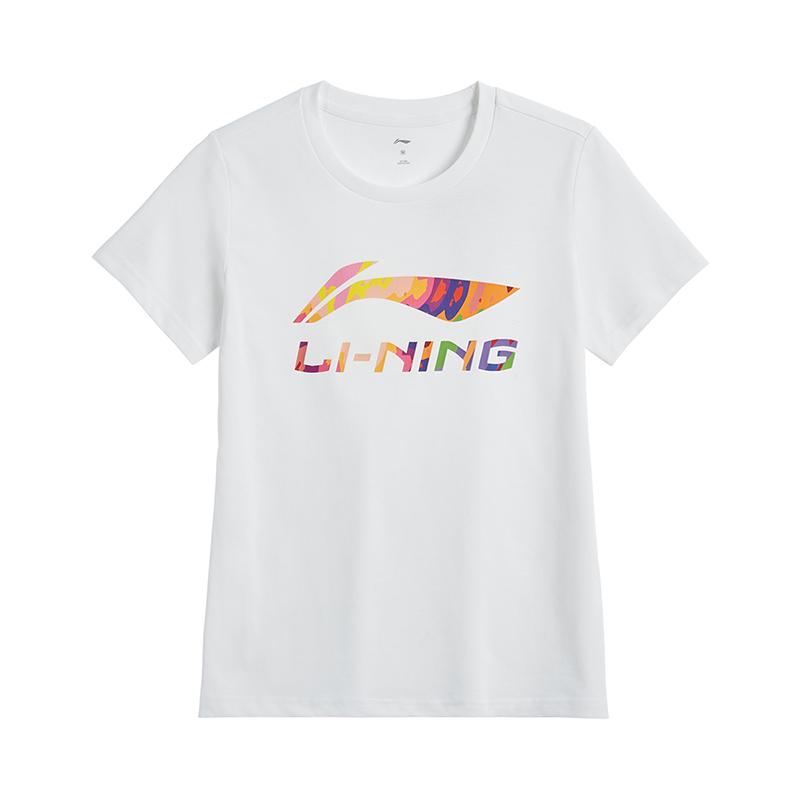 

Li Ning Футболка женская с принтом логотипа матери, свободная, удобная, повседневная, с коротким рукавом, белая AHSVA76-2 M