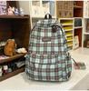 Schoolbag Sweet Tone Soft Mist Texture Plaid Low Saturation Backpack College Style Junior High School Girls Light Backpack