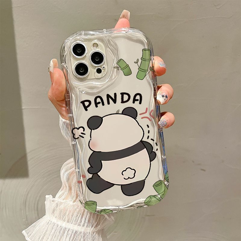 Cute Panda Back iPhone11Promax Mobile Phone Case Transparent for Apple 11promax Cream Case 11