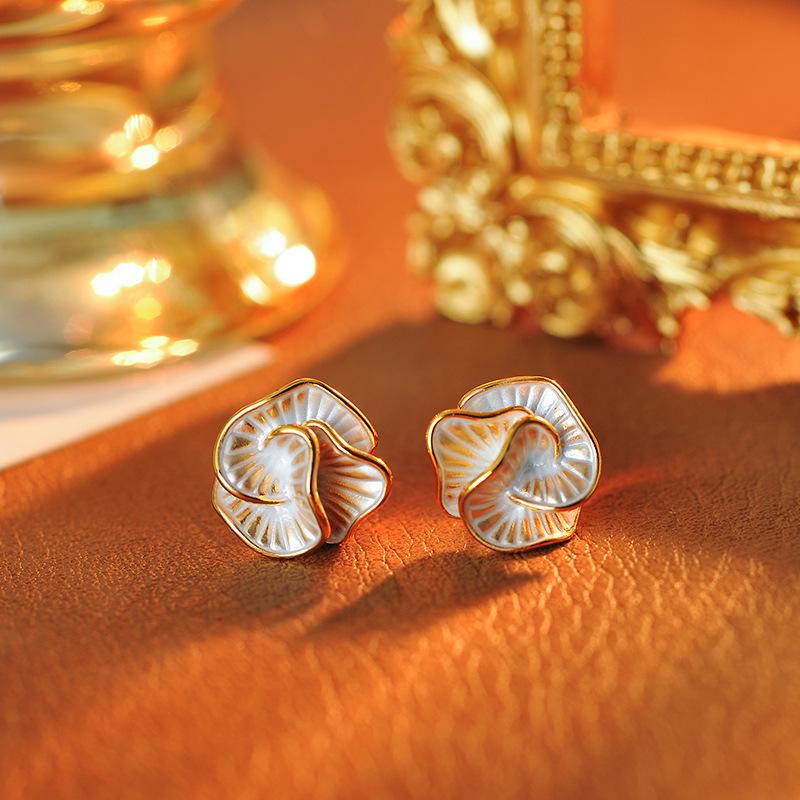 S925 Silver Needle Camellia Earrings - Elegant Light Luxury for Women
