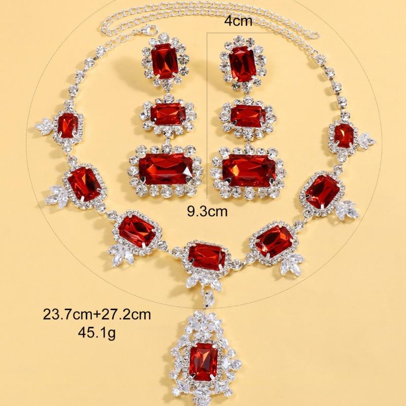 Jewelry Set High-end Square Necklace Pendant Earrings Catwalk Jewelry Jewelry Set