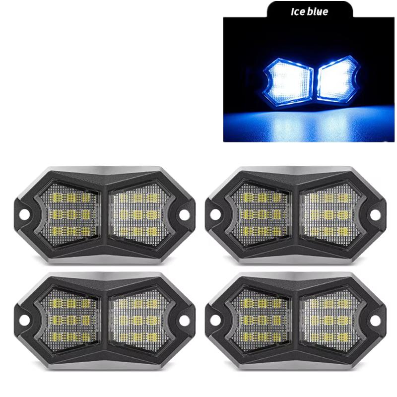 4PC 18LED Car LED Rock Light 12V 24V LED Underbody Light for Vehicle Off-Road Van Lorry RV Atmosphere Light Warning Signal Lamp