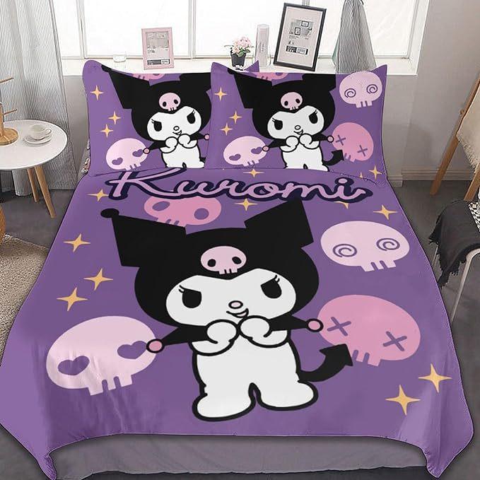 Heimtextilien Dreiteiliges Doppel Kulomie Cartoon Digitaldruck Steppdecke Kissenbezug Bettwäsche