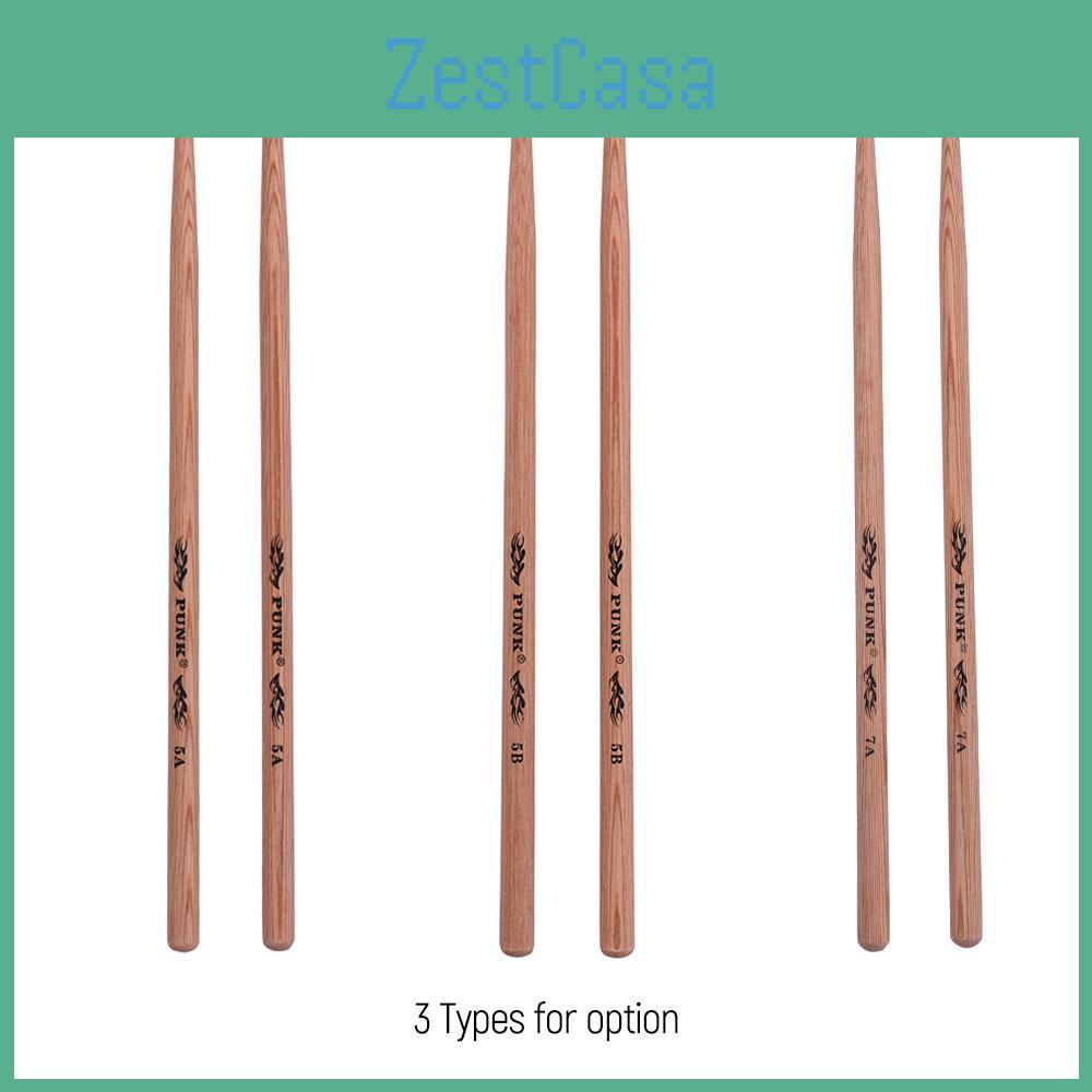 Of 7a One Pair Wooden Drumsticks Drum Hickory Wood Drum Set