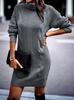 2023 Autumn/Winter High Neck Long Sleeve Bodycon Sweater Dress for Women