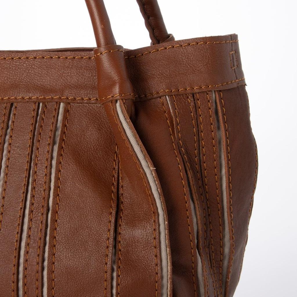 Soft leather round bag multi-stripe 2-way