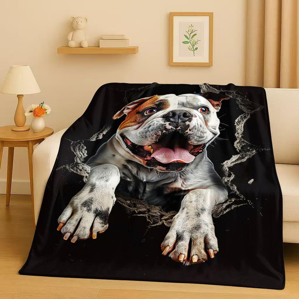 2026 New Breaking Wall 3D Illusion Dog Puppy Flannel Blanket,Ultra Soft Warm Plush Throw for Home Bedroom Bed Sofa Cover Gift