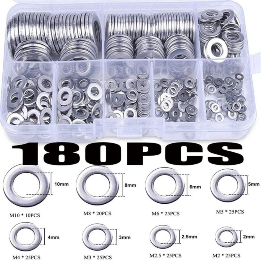 180pcs Solid Construction Flat Washer Assortment Sump Plug Washer  Outdoor Construction