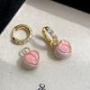 Exquisite Pink Heart Peach Ear Studs: Fashionable, Cute, Light Luxury Earrings for Women