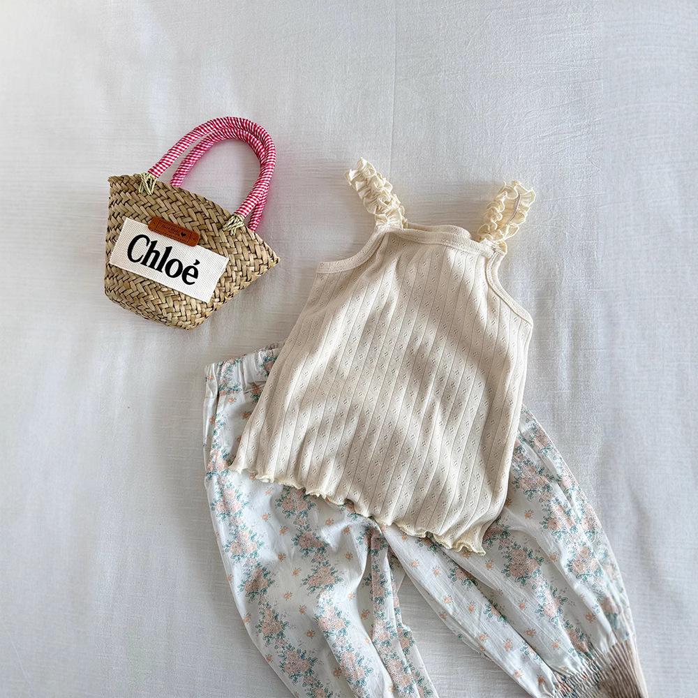 2025 Summer Korean-Style Ribbed Tank Top for Baby Girls - Versatile & Colorful