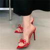 Eilyken 2025 New Summer Street Style PVC Transparent Pointed Toe Women Slipper Sexy Thin Heels Stripper Party Slides Shoes