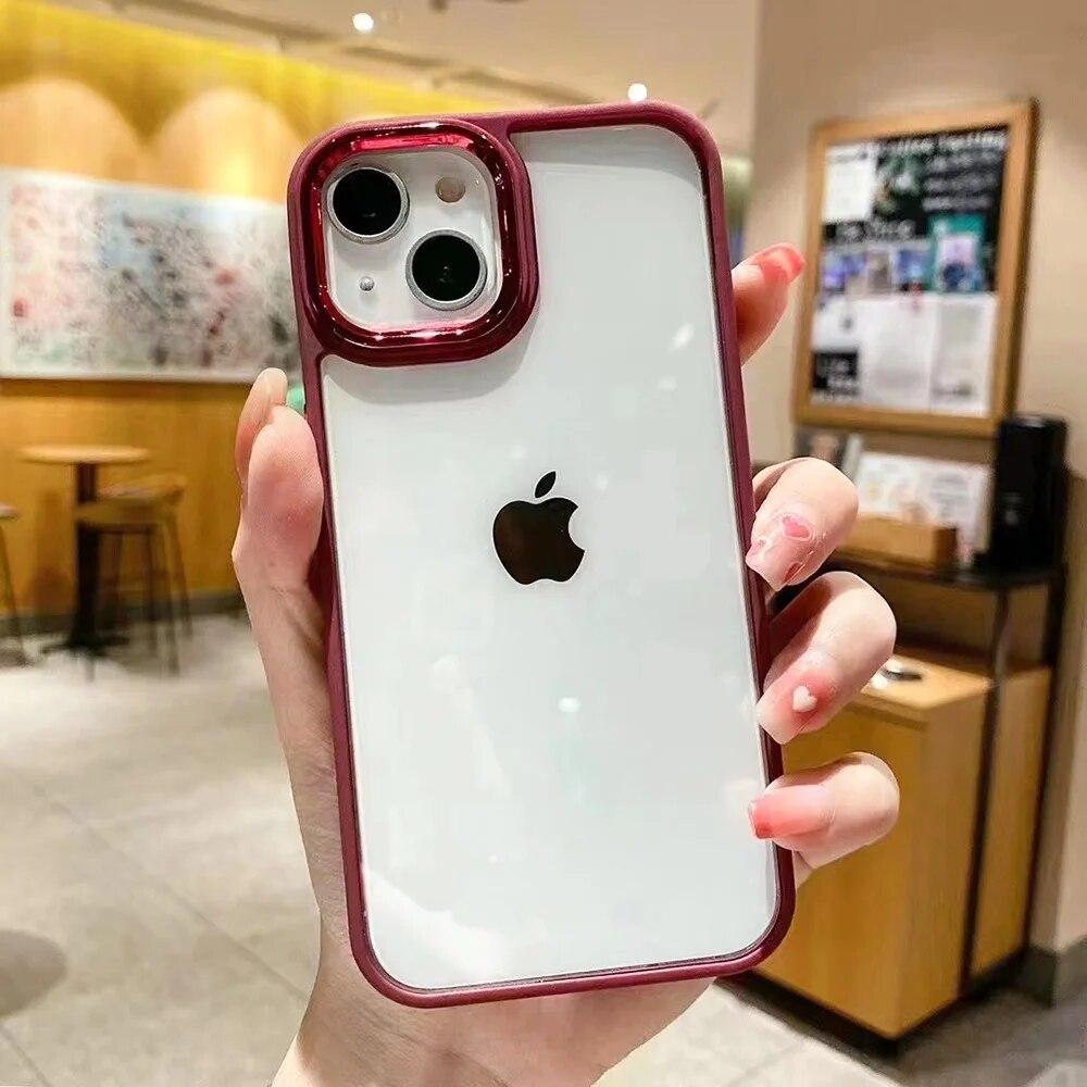 

Мягкий гальванический чехол для телефона iPhone 11 15 12 13 14 Pro Max XS X XR 7 8 Plus 6 6S SE 2020, прозрачный силиконовый чехол For iPhone 13Pro Max