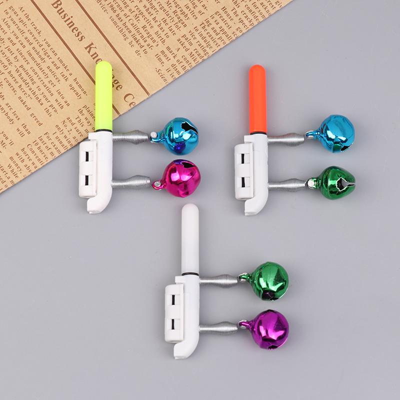 Fishing Bite Alarms Fishing Rod Double Bell Rod Clamp Tip Induction Lamp Bright Night Flash Led Without Battery Tackle Flash Led