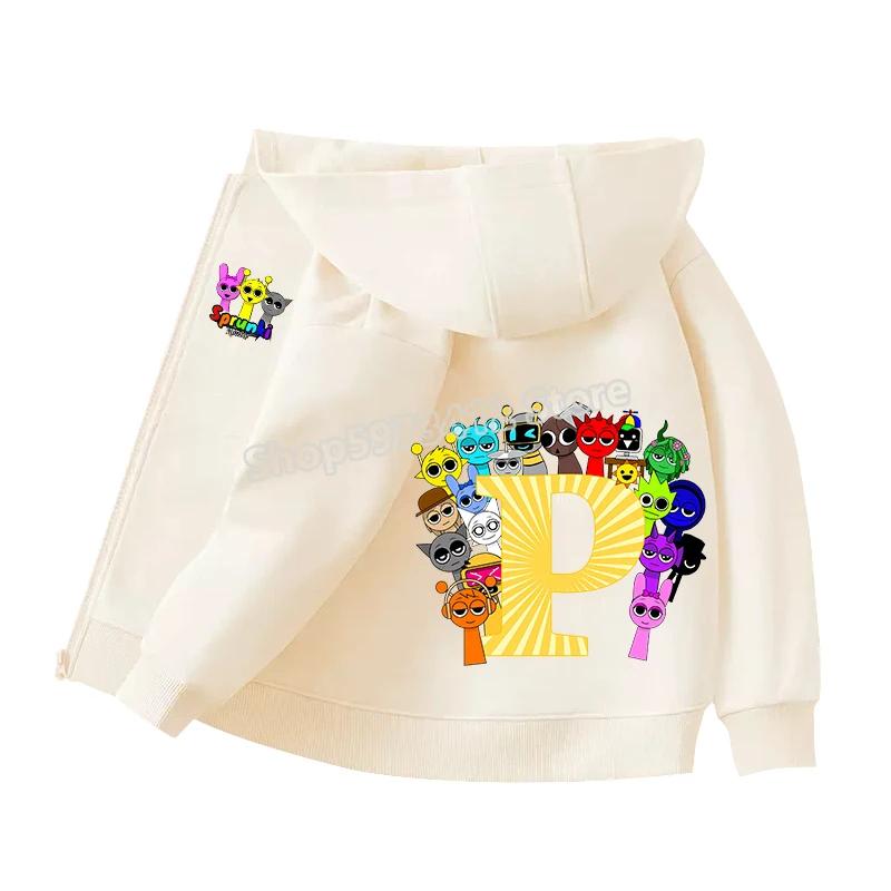 Kids Clothing Gift Child Cardigan Jacket Anime Cartoon A-Z Letter Windbreaker Hooded Girl Clothes Casual Thin Tops Coat