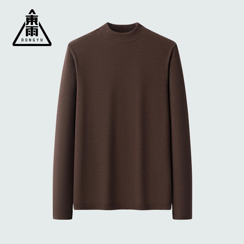 

Мужская нижняя рубашка Зимняя мужская теплая нижняя рубашка с круглым вырезом Повседневный облегающий вязаный свитер Мужская одежда 4XL кофейный