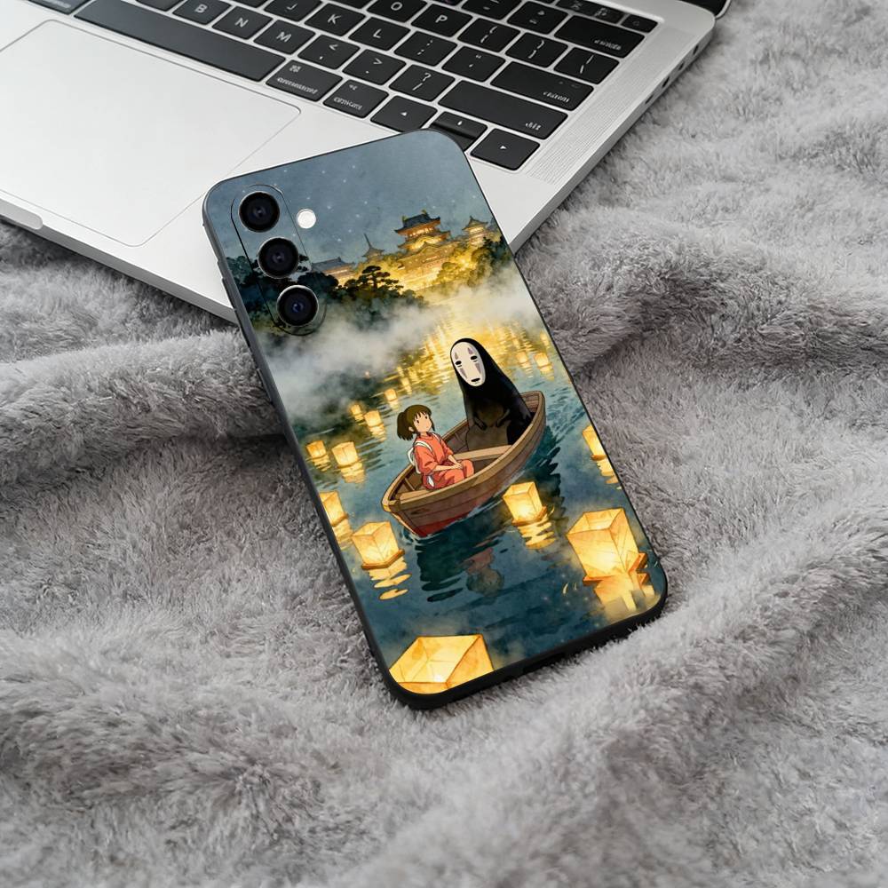 S-A-Spirited Away Black Soft Silicone Phone Case for Samsung Galaxy A73, A71, A72, A70, A53, A52, A51